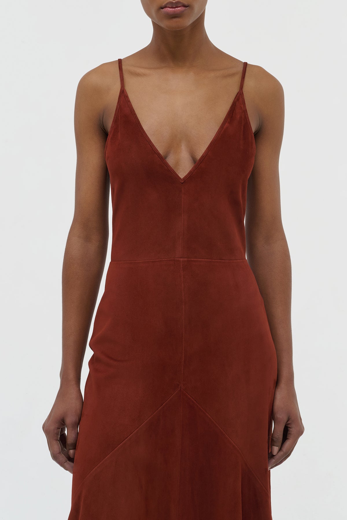Brigita Slip Dress in Burnt Sienna Suede