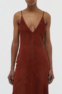 Brigita Slip Dress in Burnt Sienna Suede