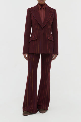 Leiva Blazer in Burnt Sienna Multi Pinstripe Wool Cashmere