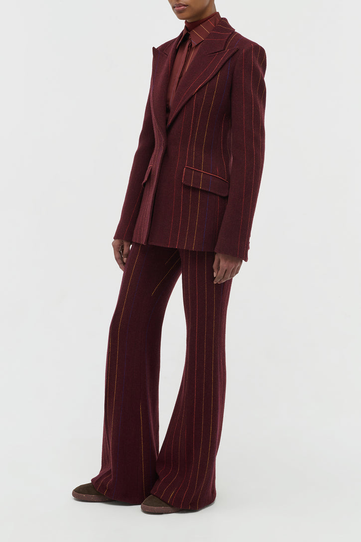 Leiva Blazer in Burnt Sienna Multi Pinstripe Wool Cashmere