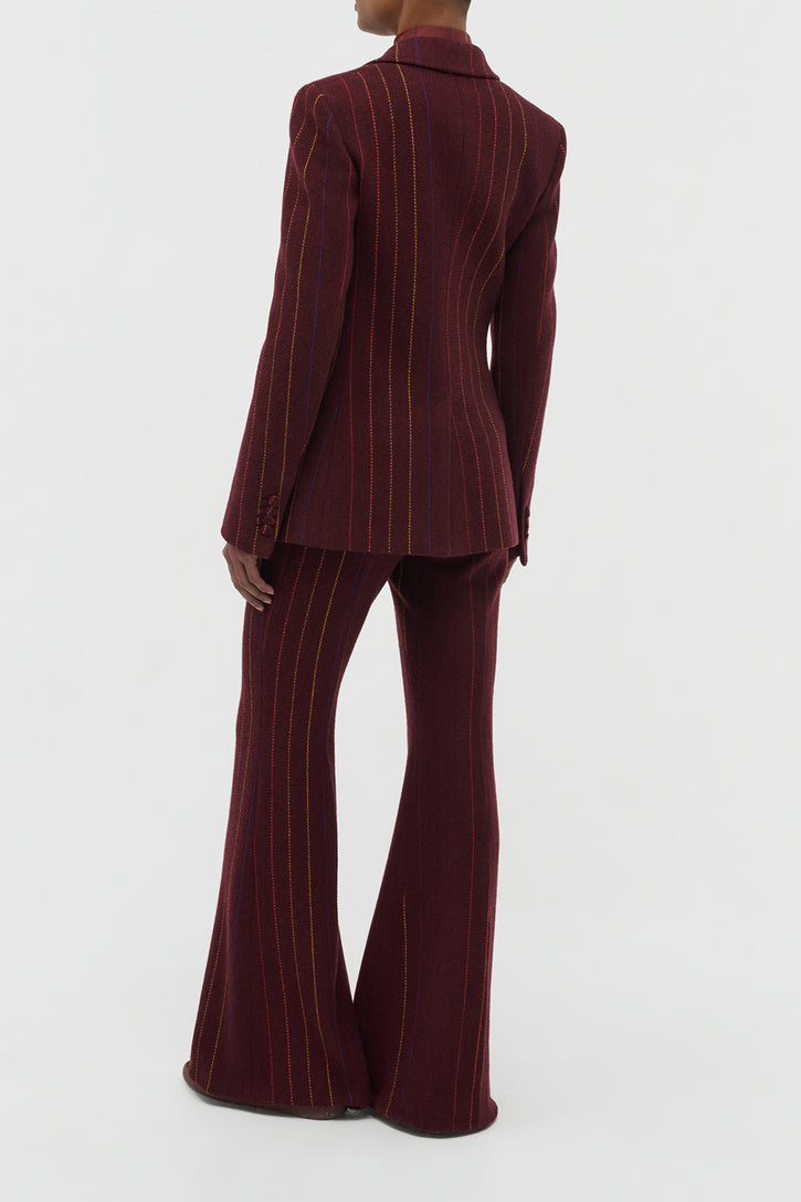 Leiva Blazer in Burnt Sienna Multi Pinstripe Wool Cashmere