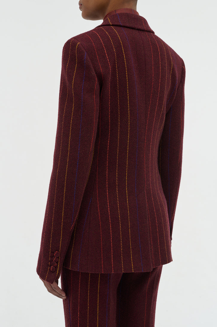 Leiva Blazer in Burnt Sienna Multi Pinstripe Wool Cashmere