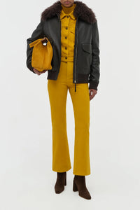 Grant Jacket in Ebony Textured Leather and Shearling