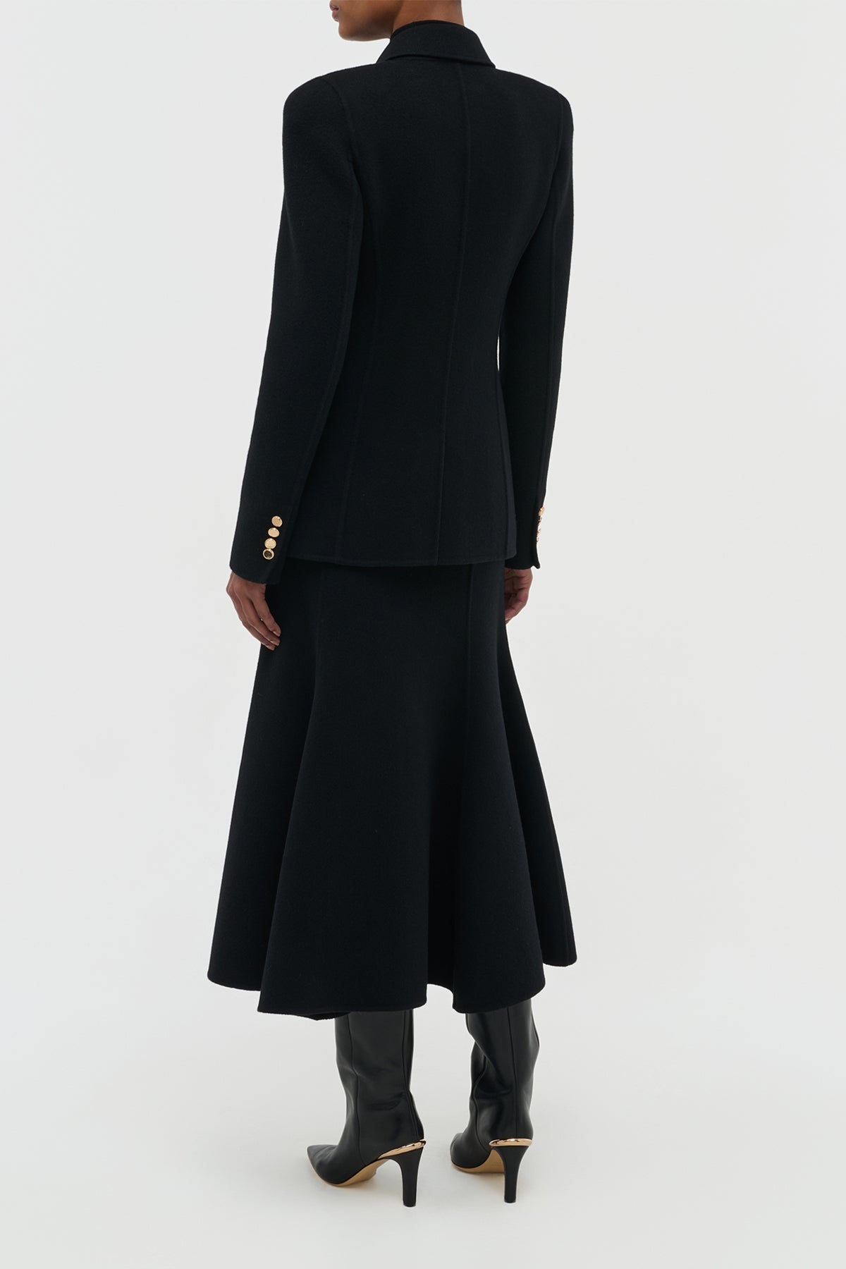 Patterson Midi Skirt in Black Double-Face Recycled Cashmere