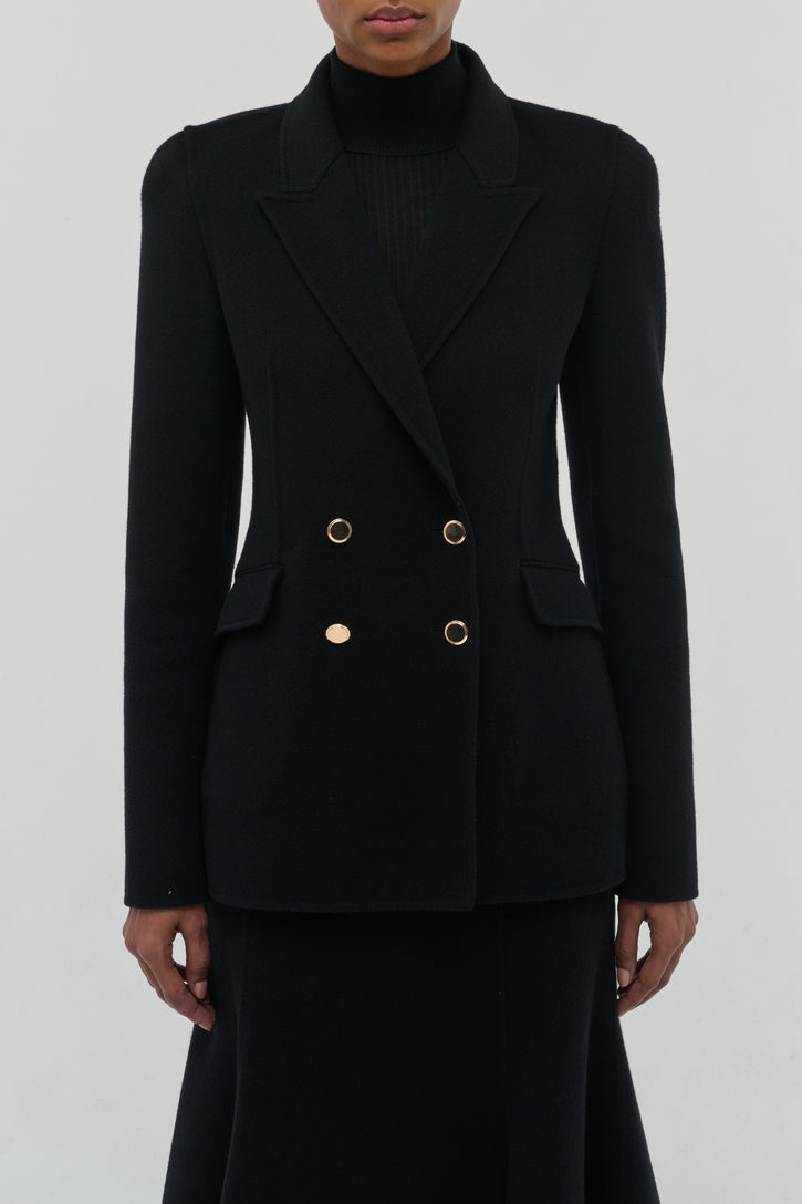 Lloyd Blazer in Black Double-Face Recycled Cashmere