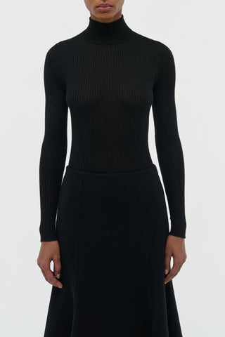 Peppe Knit Turtleneck in Black Cashmere Silk