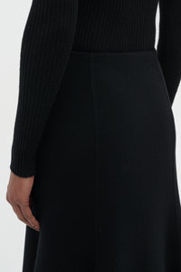 Patterson Midi Skirt in Black Double-Face Recycled Cashmere