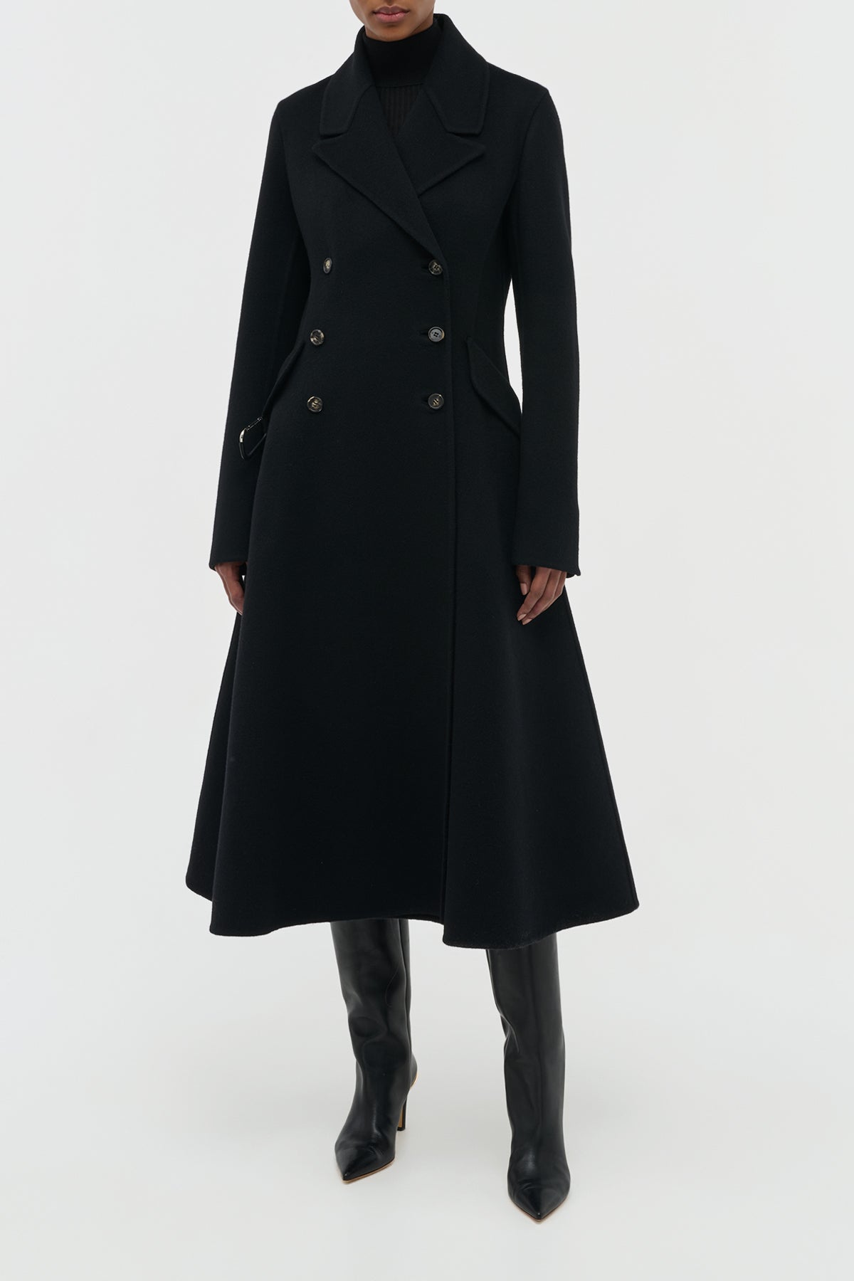 Cantwell Coat in Black Double-Face Recycled Cashmere