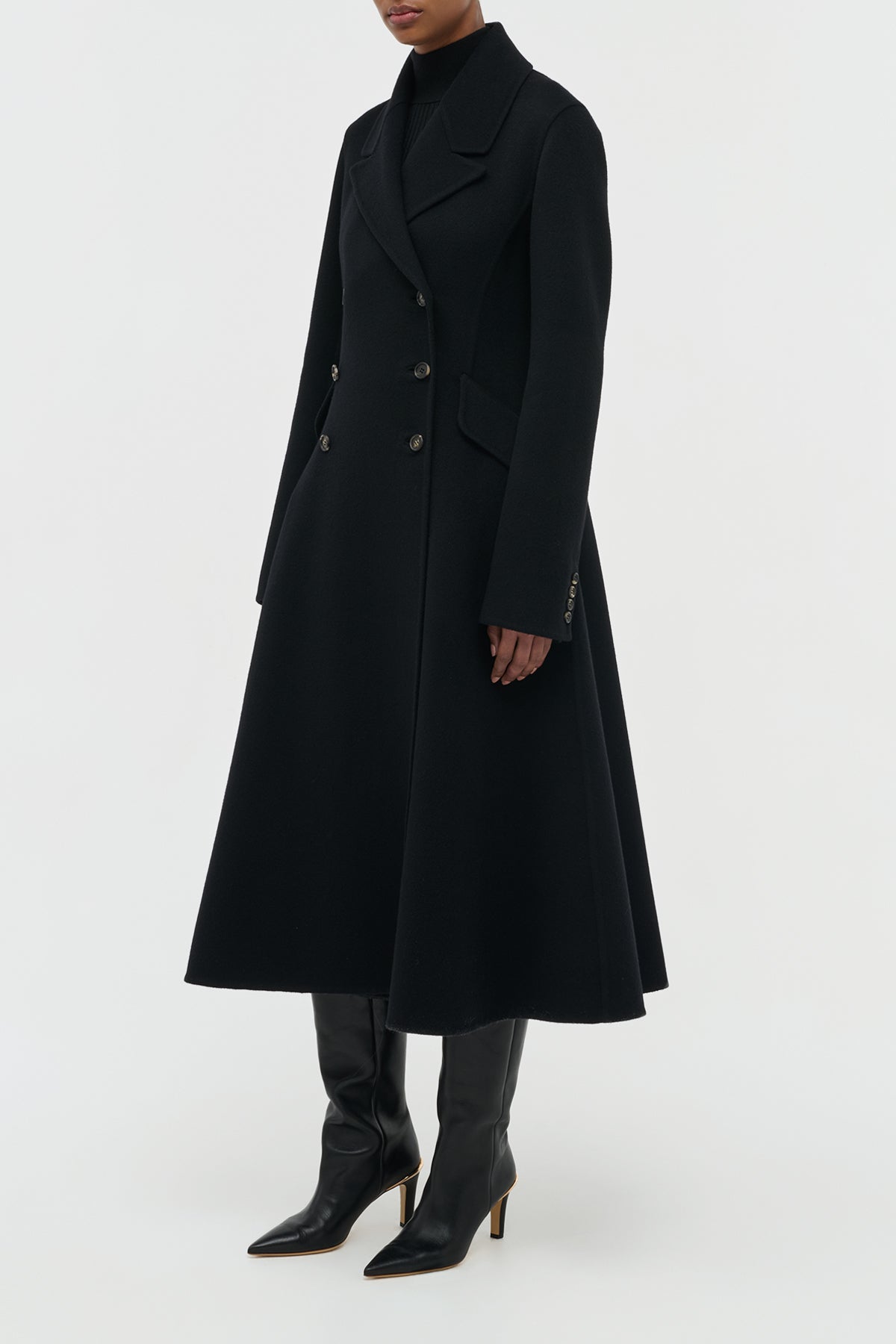 Cantwell Coat in Black Double-Face Recycled Cashmere