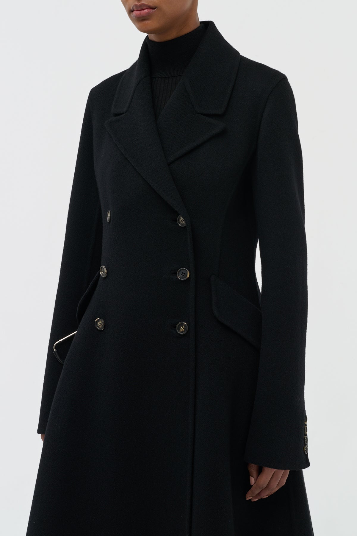 Cantwell Coat in Black Double-Face Recycled Cashmere