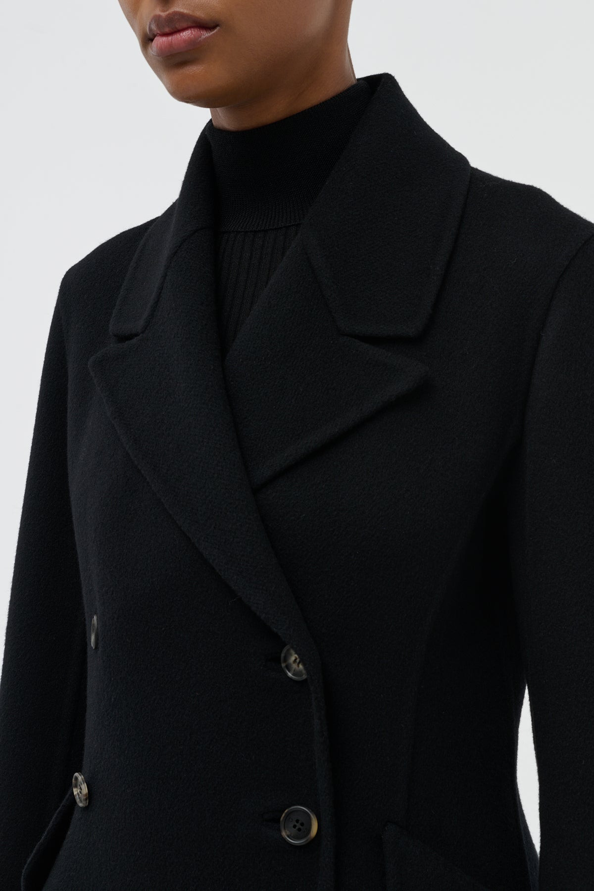Cantwell Coat in Black Double-Face Recycled Cashmere