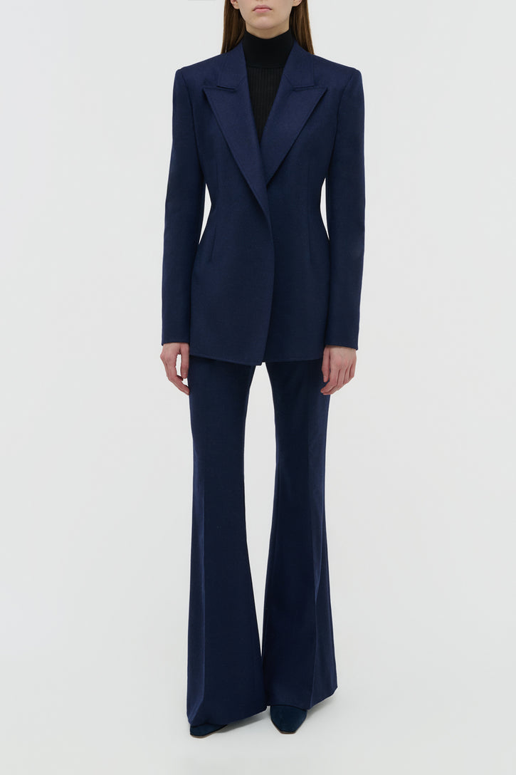 Mairi Blazer in Navy Wool Cashmere Flannel