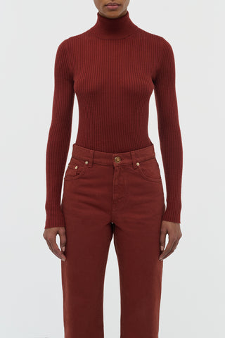 Peppe Knit Turtleneck in Burnt Sienna Cashmere Silk