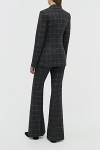 Leiva Blazer in Charcoal Multi Wool Silk Clubcheck Plaid
