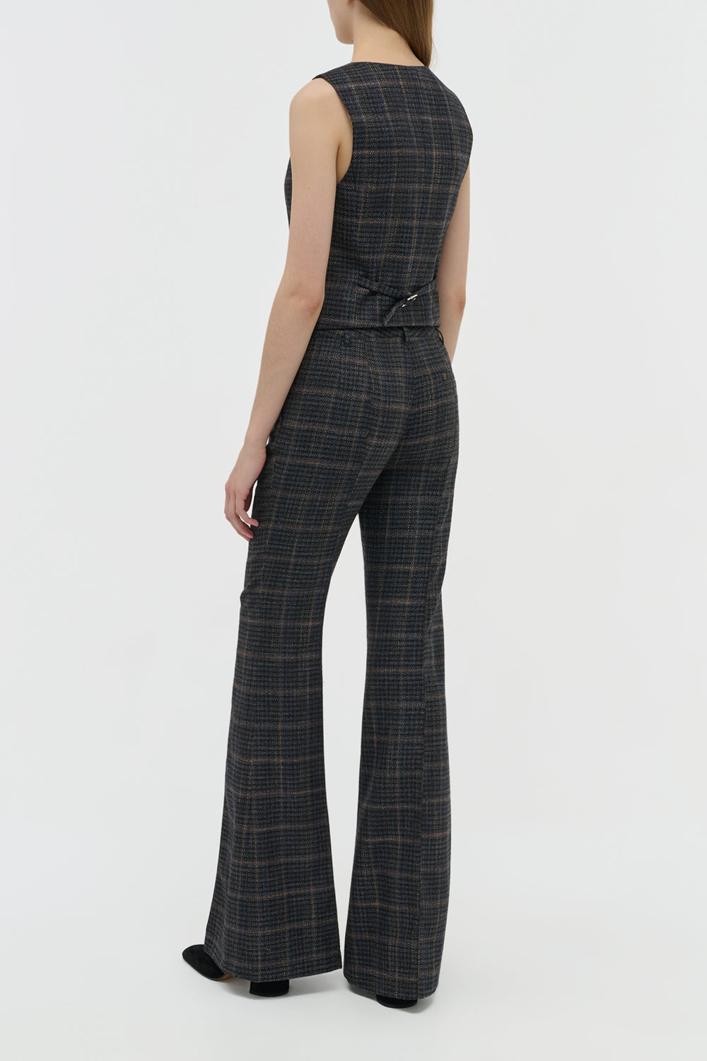 Coleridge Vest in Charcoal Multi Wool Silk Clubcheck Plaid