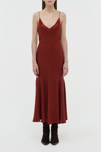 Brigita Slip Dress in Burnt Sienna Double Satin