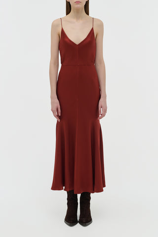 Brigita Slip Dress in Burnt Sienna Double Satin