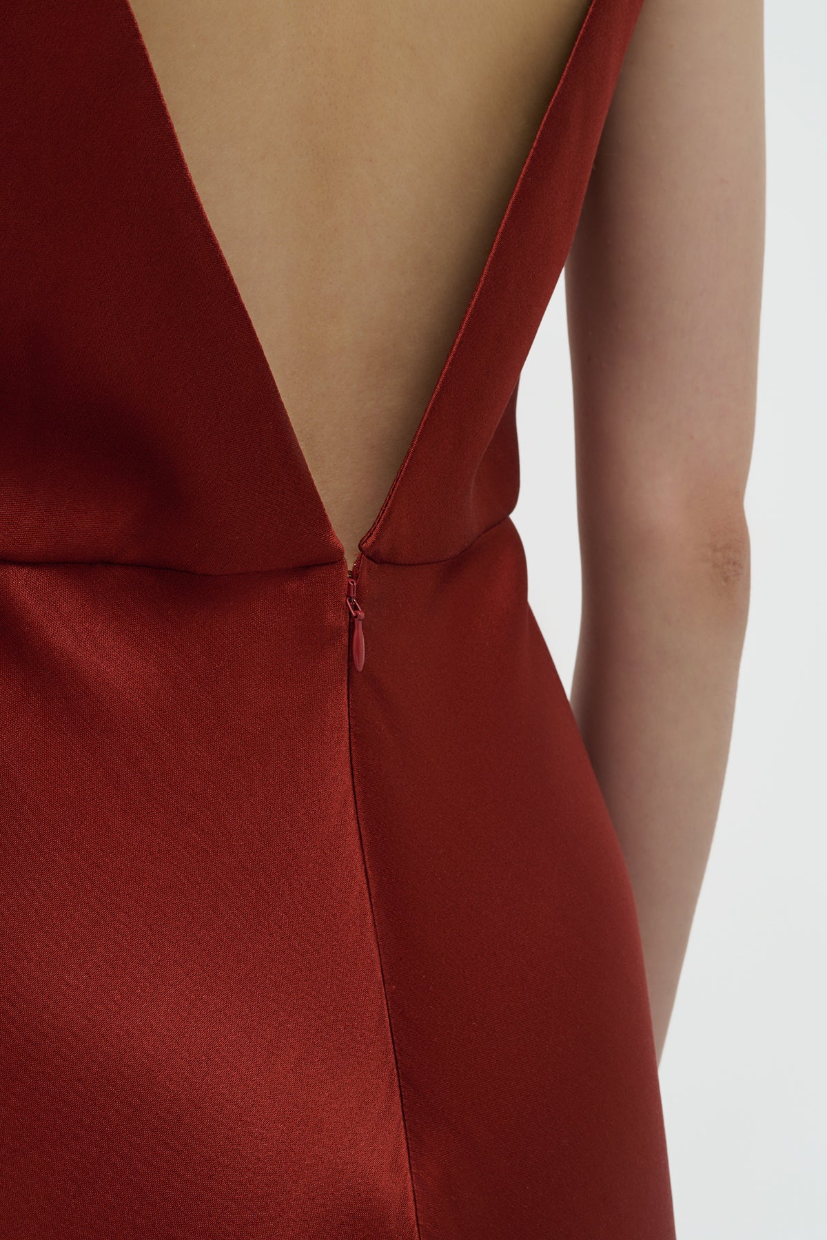 Brigita Slip Dress in Burnt Sienna Double Satin