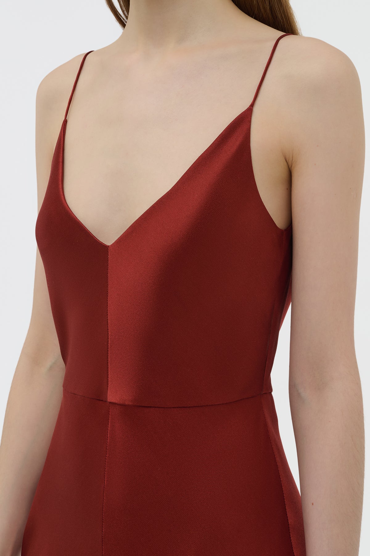 Brigita Slip Dress in Burnt Sienna Double Satin