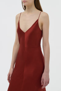 Brigita Slip Dress in Burnt Sienna Double Satin
