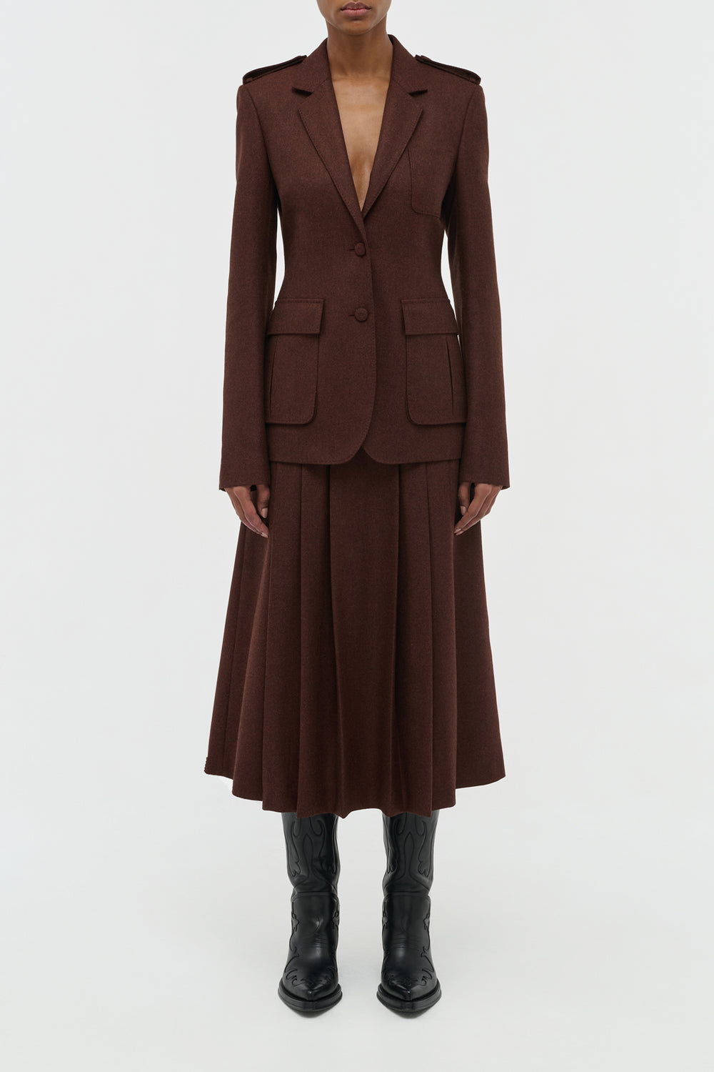 Louisa Blazer in Burnt Sienna Wool Cashmere Flannel