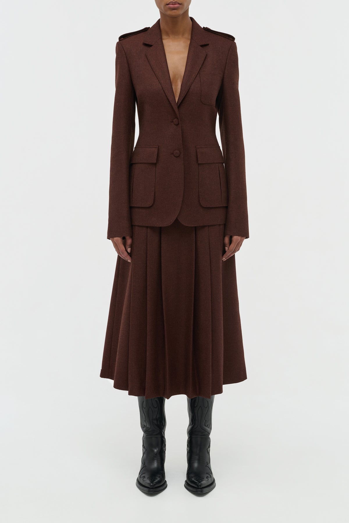 Louisa Blazer in Burnt Sienna Wool Cashmere Flannel