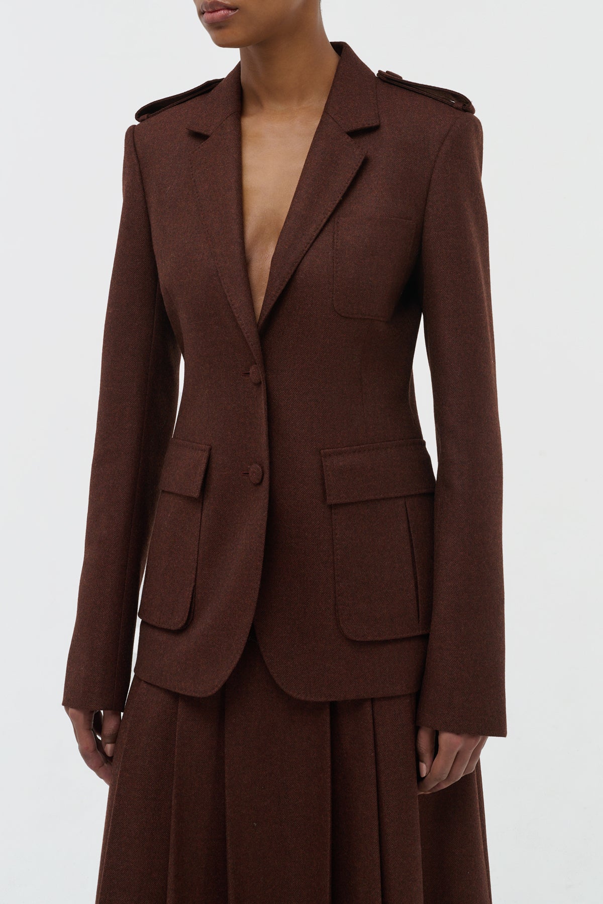 Louisa Blazer in Burnt Sienna Wool Cashmere Flannel