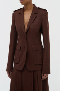 Louisa Blazer in Burnt Sienna Wool Cashmere Flannel