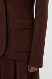 Louisa Blazer in Burnt Sienna Wool Cashmere Flannel