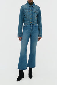 Ezra Bootcut Cropped Jean in Uruguayan Blue Recycled Cotton Denim