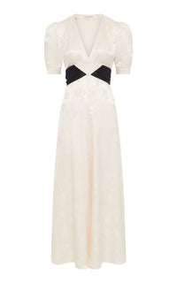 Larkin Dress in Ivory & Black Silk