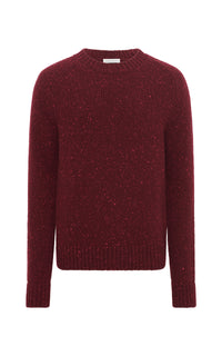 Daniel Knit Sweater in Bordeaux Speckled Aran Cashmere