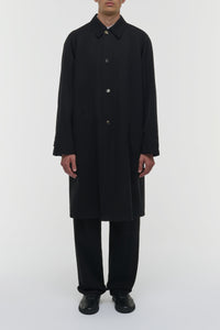 Alain Reversible Coat in Black & Electric Navy Virgin Wool