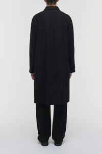 Alain Reversible Coat in Black & Electric Navy Virgin Wool