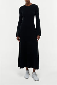 Uriel Knit Dress in Black Brushed Cashmere