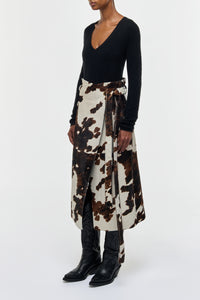Idalia Midi Skirt in Ivory Cognac Multi Pony Hair
