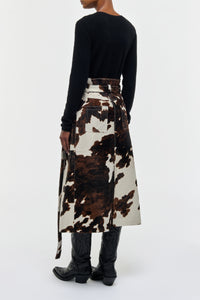 Idalia Midi Skirt in Ivory Cognac Multi Pony Hair