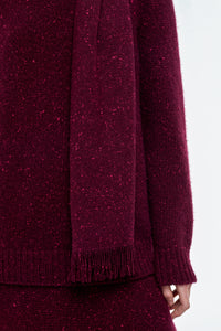 Illumina Fringe Scarf in Bordeaux Speckled Cashmere