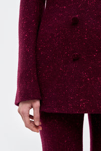 Elliot Knit Blazer in Bordeaux & Fuchsia Speckled Cashmere
