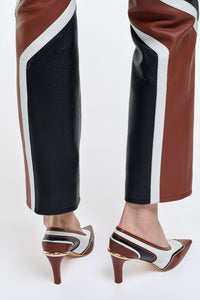 Navarre Moto Pant in Cognac & Black Textured Leather