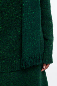 Illumina Fringe Scarf in English Green Speckled Cashmere