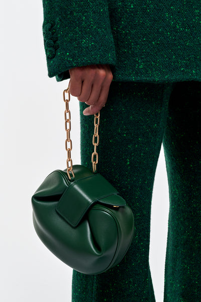 Soft Demi Clutch with Chain in English Green & Fluorescent Green