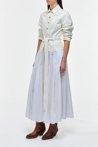 Delyth Shirtdress in White Recycled Cotton Denim & Linen