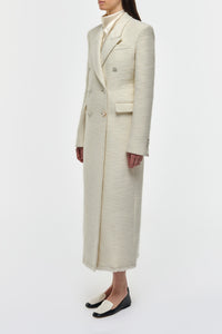Julien Coat in Ivory Recycled Wool Silk Cashmere