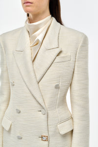 Julien Coat in Ivory Recycled Wool Silk Cashmere