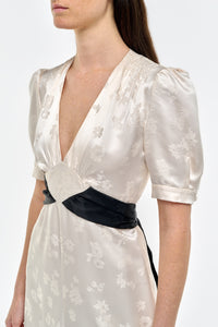 Larkin Dress in Ivory & Black Silk