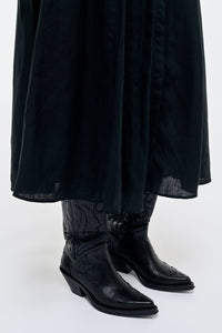 Capitana Cowboy Boot in Black Leather