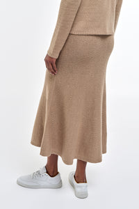 Manni Knit Maxi Skirt in Camel Cashmere