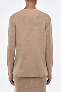 Vesper Knit V-Neck Sweater in Camel Cashmere