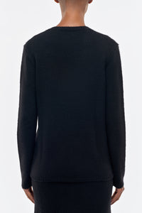 Vesper Knit V-Neck Sweater in Black Cashmere